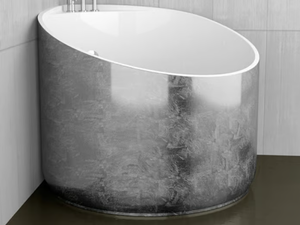 MINI STYLE SILVER - Corner silver leaf bathtub _ Glass Design